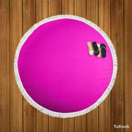 Shocking Magenta Color Round Beach Towel