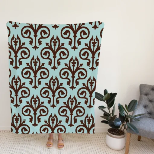 Sicilian Damask Vintage Fleece Blanket