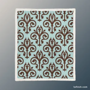 Sicilian Damask Vintage Sherpa Fleece Blanket 1