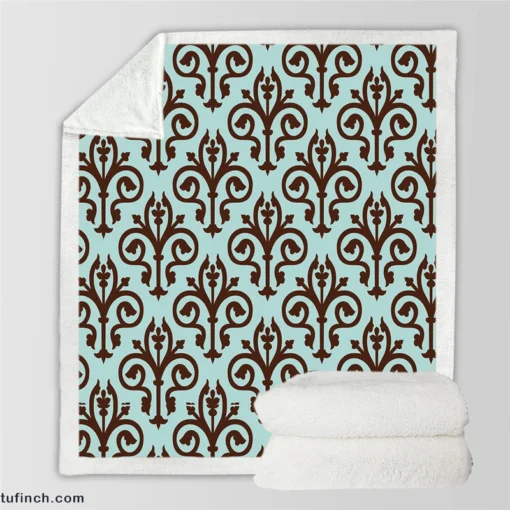 Sicilian Damask Vintage Sherpa Fleece Blanket