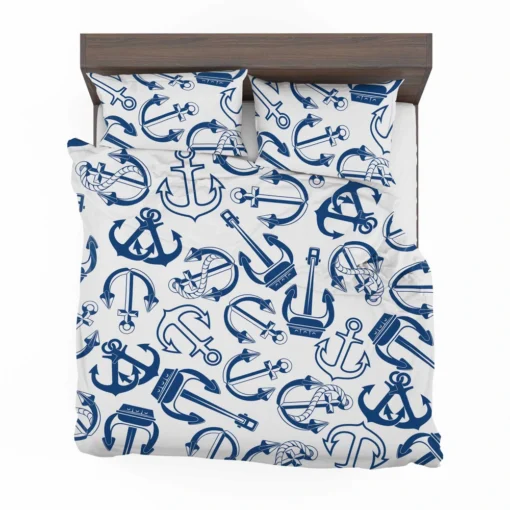 Silhouette Of Marine Anchors Bedding Set 2