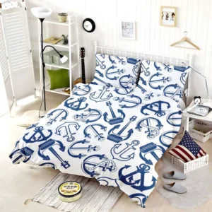 Silhouette Of Marine Anchors Bedding Set