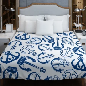 Silhouette Of Marine Anchors Duvet Cover