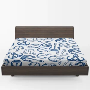 Silhouette Of Marine Anchors Fitted Sheet 1