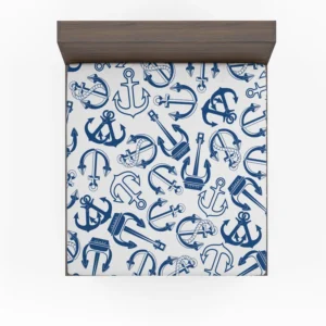 Silhouette Of Marine Anchors Fitted Sheet