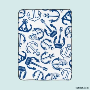 Silhouette Of Marine Anchors Fleece Blanket 1