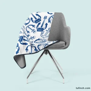 Silhouette Of Marine Anchors Fleece Blanket 2