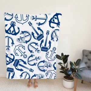 Silhouette Of Marine Anchors Fleece Blanket