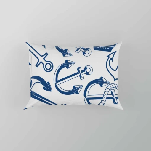 Silhouette Of Marine Anchors Pillow Case