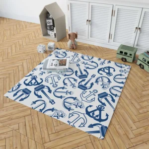 Silhouette Of Marine Anchors Rug 1