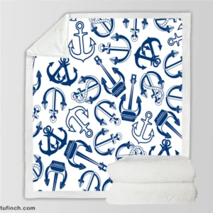 Silhouette Of Marine Anchors Sherpa Fleece Blanket