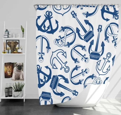 Silhouette Of Marine Anchors Shower Curtain