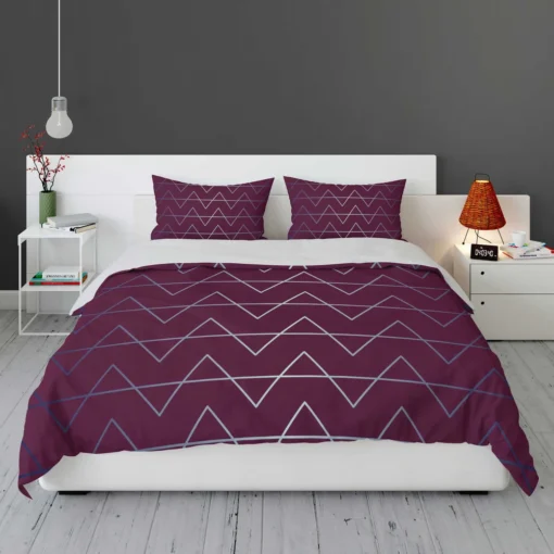 Silver Triangle Pattern On Stripe Bedding Set 1