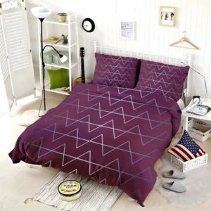 Silver Triangle Pattern On Stripe Bedding Set