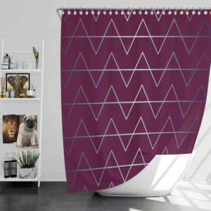 Silver Triangle Pattern On Stripe Shower Curtain