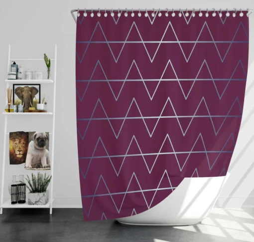 Silver Triangle Pattern On Stripe Shower Curtain