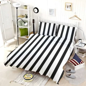 Simple Black Striped Background Pattern Bedding Set