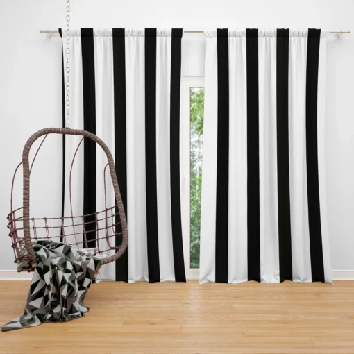 Simple Black Striped Background Pattern Curtain