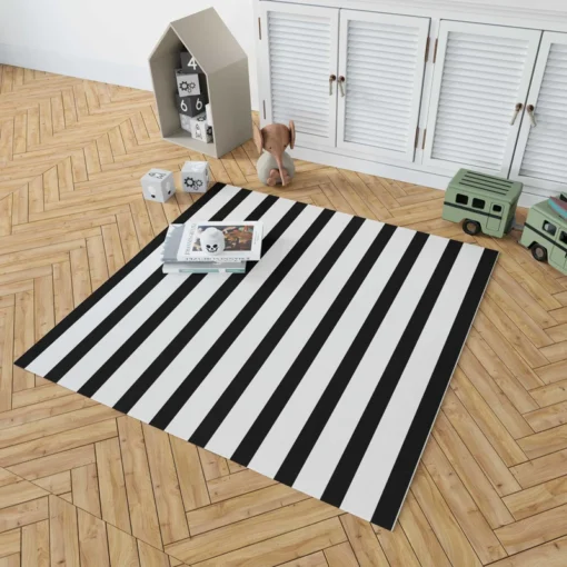 Simple Black Striped Background Pattern Rug 1