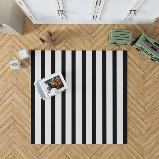 Simple Black Striped Background Pattern Rug