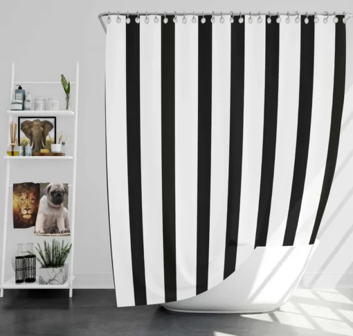 Simple Black Striped Background Pattern Shower Curtain