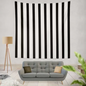 Simple Black Striped Background Pattern Wall Tapestry