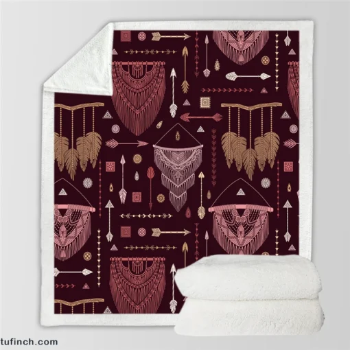 Simple Bohemian Design Sherpa Fleece Blanket