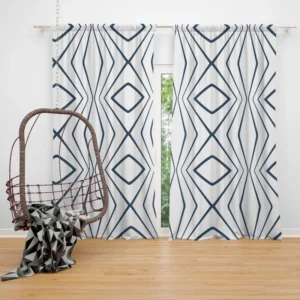 Simple Geometric Pattern with Tribal Shapes Curtain