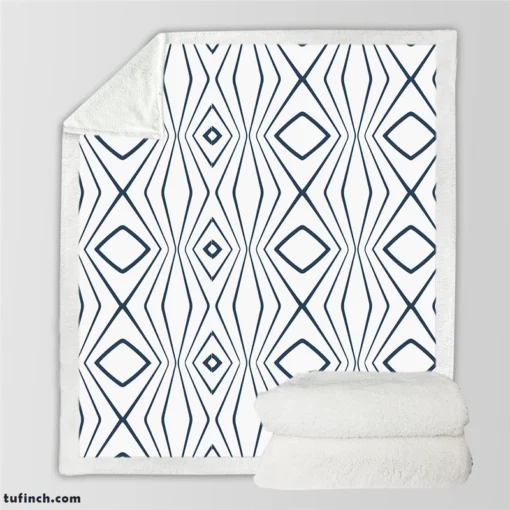 Simple Geometric Pattern with Tribal Shapes Sherpa Fleece Blanket