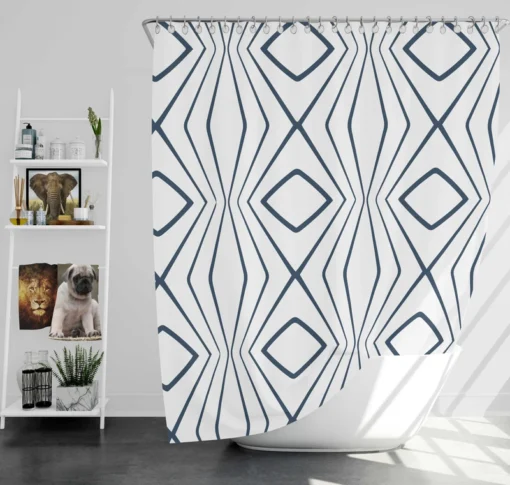 Simple Geometric Pattern with Tribal Shapes Shower Curtain