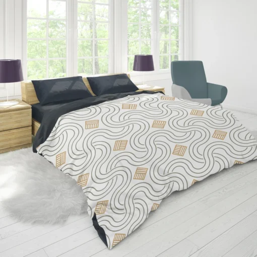 Simple Minimal  Flat Lines Pattern Duvet Cover 1