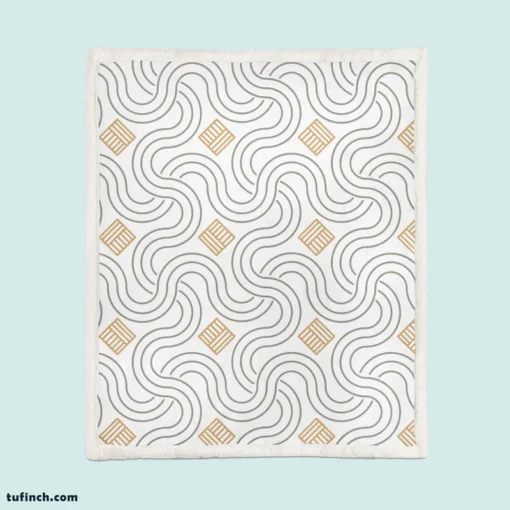 Simple Minimal  Flat Lines Pattern Sherpa Fleece Blanket 1