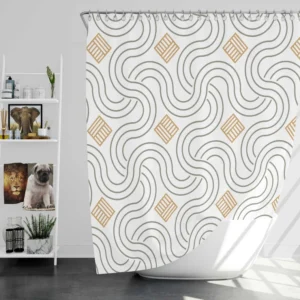 Simple Minimal  Flat Lines Pattern Shower Curtain