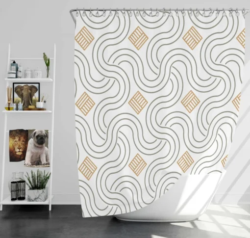 Simple Minimal  Flat Lines Pattern Shower Curtain