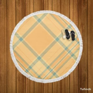 Simple Plaid Tartan Pattern Round Beach Towel