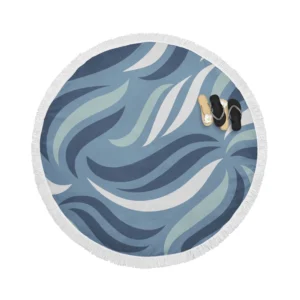 Simple Wavy Lines Pattern Round Beach Towel