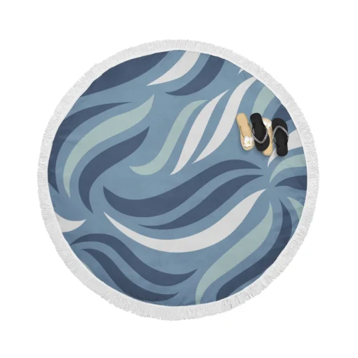 Simple Wavy Lines Pattern Round Beach Towel