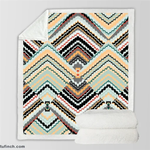 Sketch Lines Endless Style Sherpa Fleece Blanket