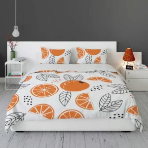 Sketch Orange White Background Bedding Set 1