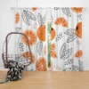 Sketch Orange White Background Curtain