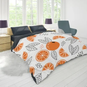 Sketch Orange White Background Duvet Cover 1