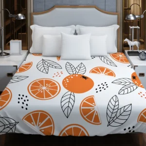 Sketch Orange White Background Duvet Cover