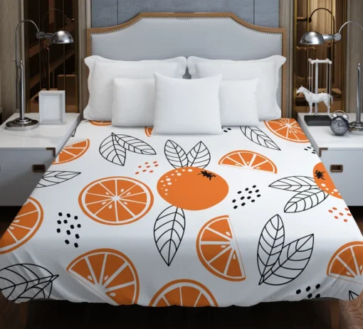 Sketch Orange White Background Duvet Cover