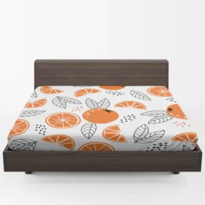 Sketch Orange White Background Fitted Sheet 1