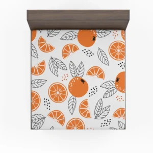 Sketch Orange White Background Fitted Sheet