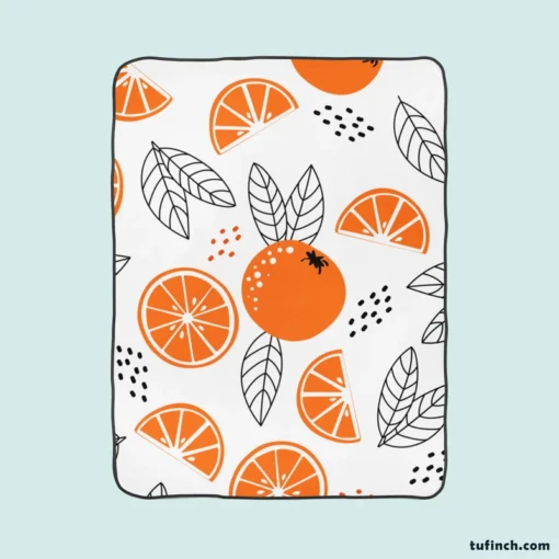 Sketch Orange White Background Fleece Blanket 1