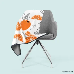 Sketch Orange White Background Fleece Blanket 2