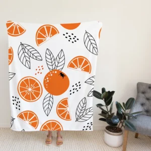 Sketch Orange White Background Fleece Blanket