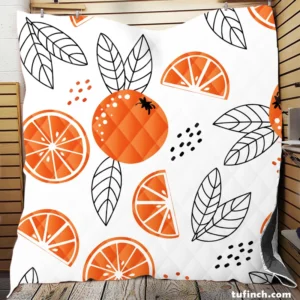 Sketch Orange White Background Quilt Blanket