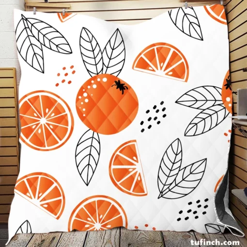 Sketch Orange White Background Quilt Blanket